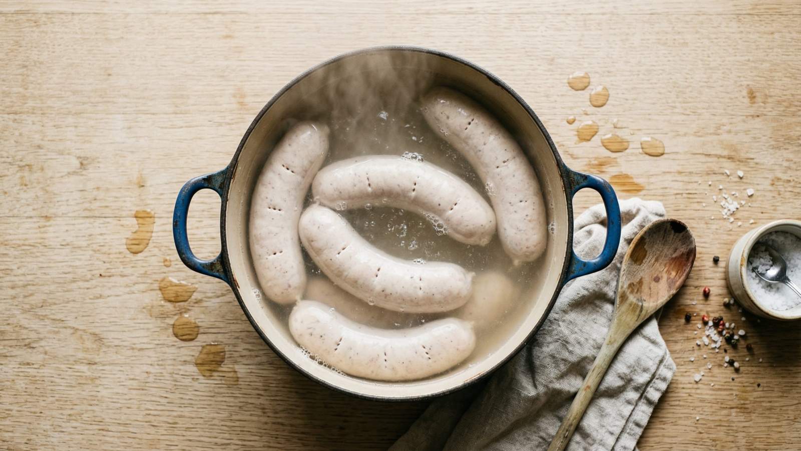 Pieczona biała kiełbasa w sosie chrzanowym - jak zrobić, przepis, krok 1