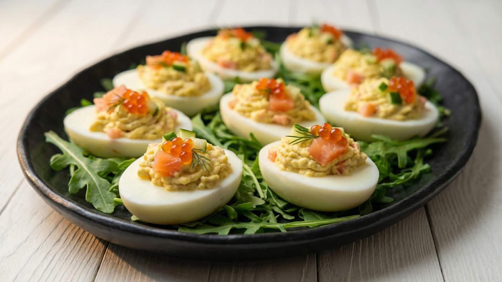 Jajka faszerowane lososiem